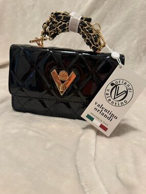 NWT Small Valentino Orlandi patent leather quilted crossbody bag